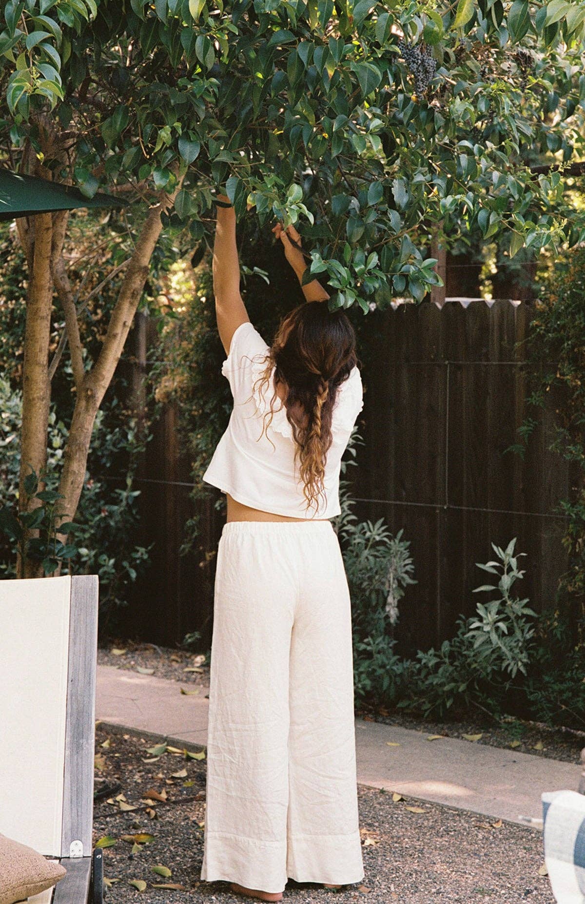 Linen Simple Pant: White / S