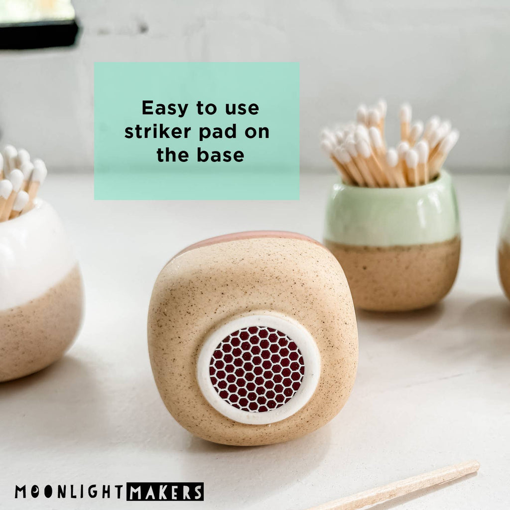 Ceramic Match Holders - With or Without Matches - 5 Colors: White / Without Matches