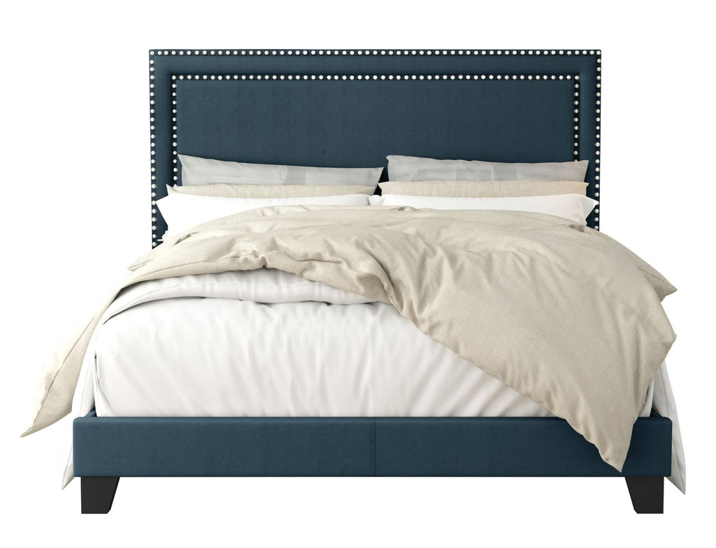 Ocala Twin Upholstered Panel Bed Frame with Padded Headboard and Sturdy Support, Gray, Easy Assembly: King / Black