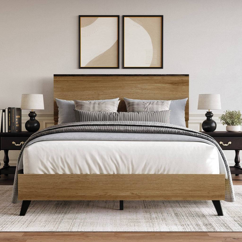 Home Design Emersyn Panel Bed Frame, Natural Oak: Queen / Natural Oak