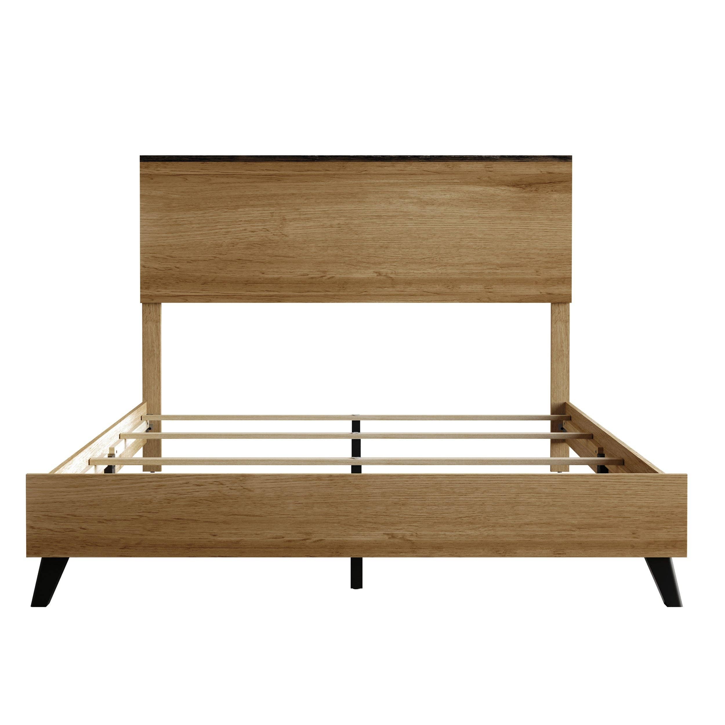 Home Design Emersyn Panel Bed Frame, Natural Oak: Queen / Natural Oak