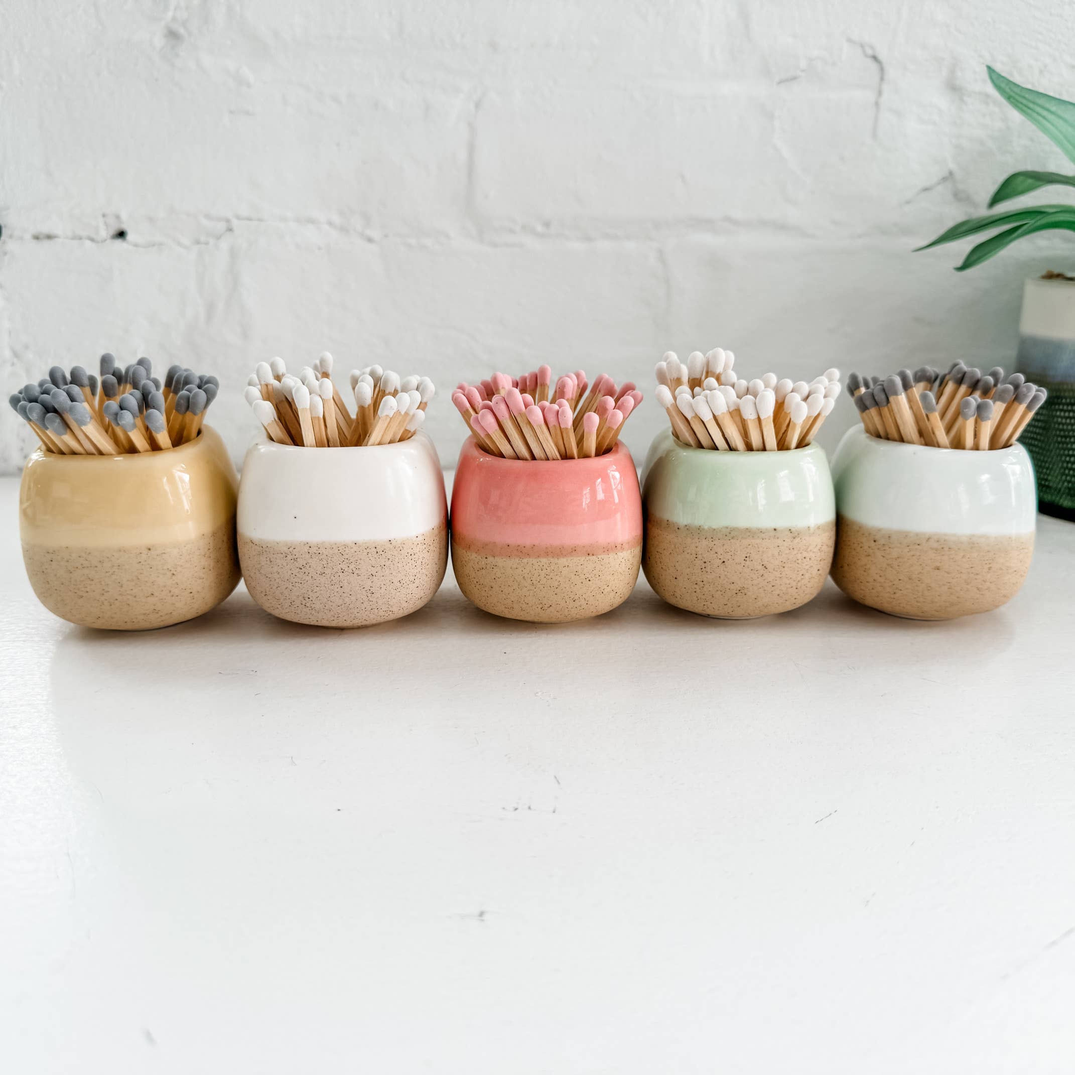 Ceramic Match Holders - With or Without Matches - 5 Colors: White / Without Matches