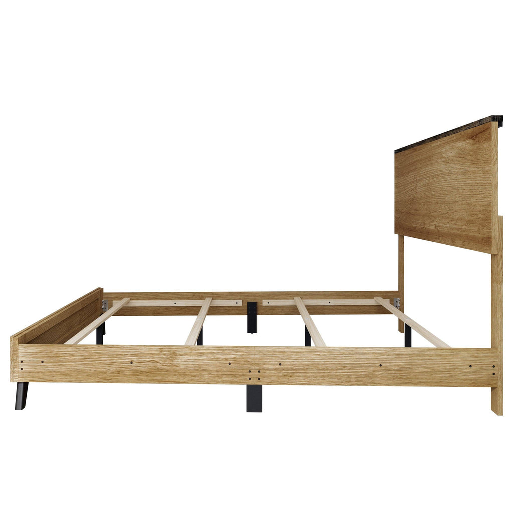 Home Design Emersyn Panel Bed Frame, Natural Oak: Queen / Natural Oak