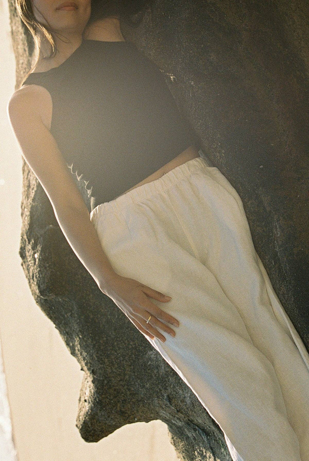 Linen Simple Pant: White / S
