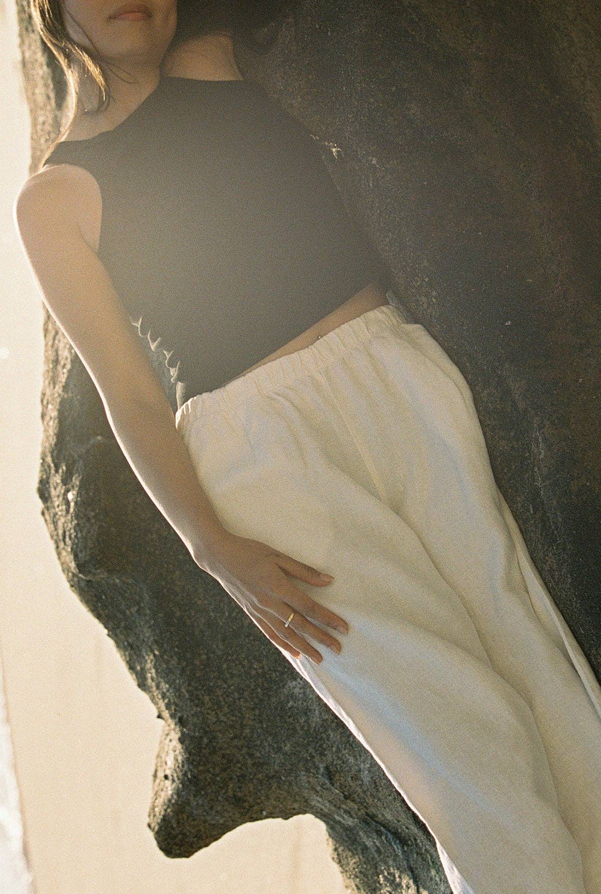 Linen Simple Pant: White / S