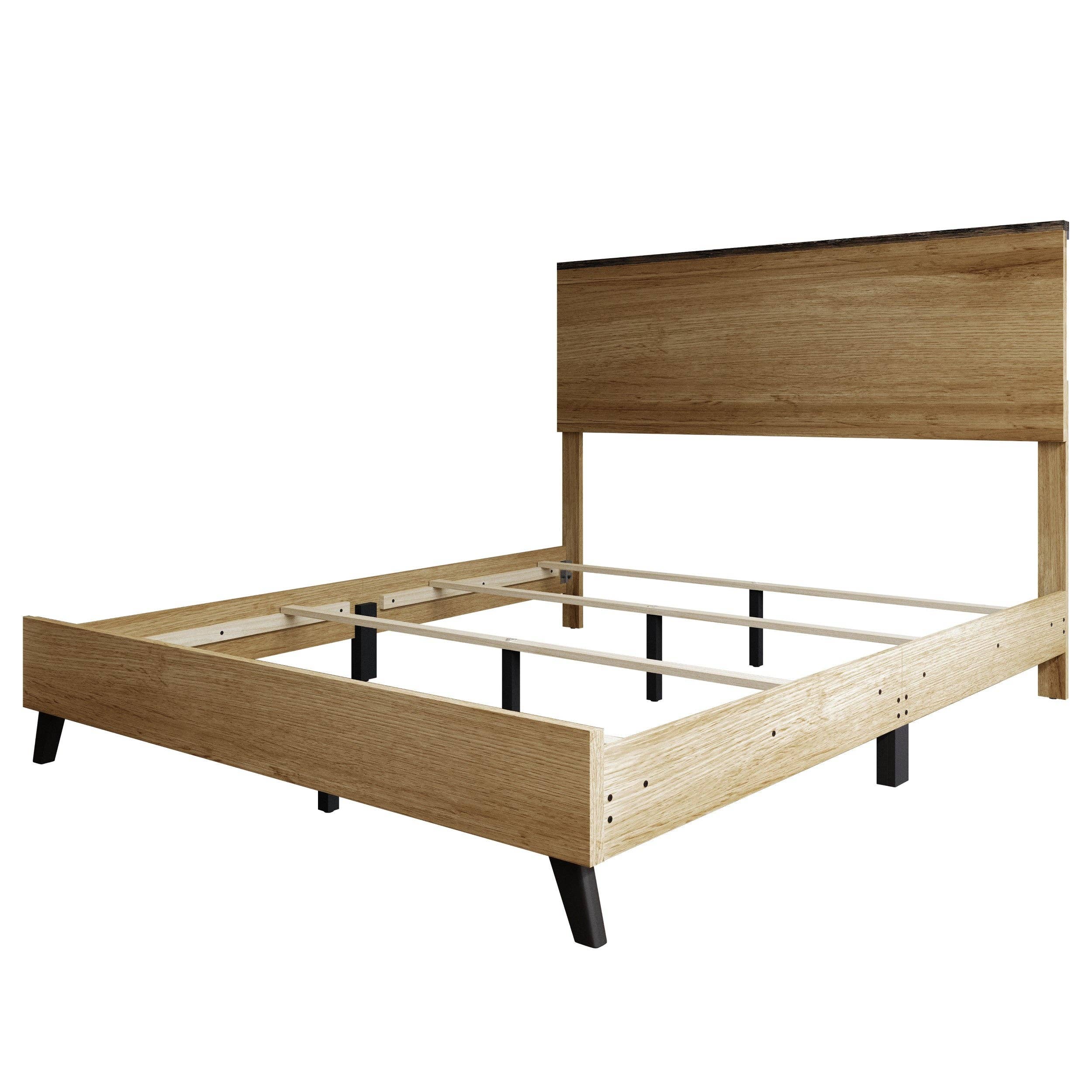 Home Design Emersyn Panel Bed Frame, Natural Oak: Queen / Natural Oak