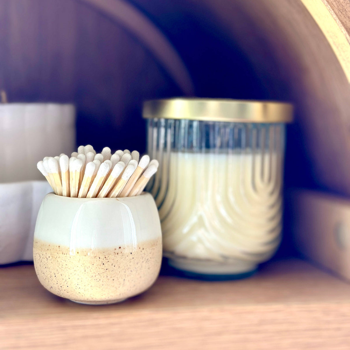 Ceramic Match Holders - With or Without Matches - 5 Colors: White / Without Matches