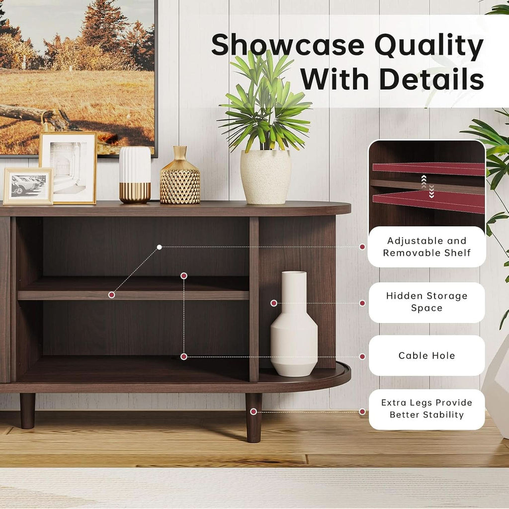 70 Inch Walnut Finish Contemporary Television Console