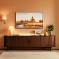 70 Inch Walnut Finish Contemporary Television Console