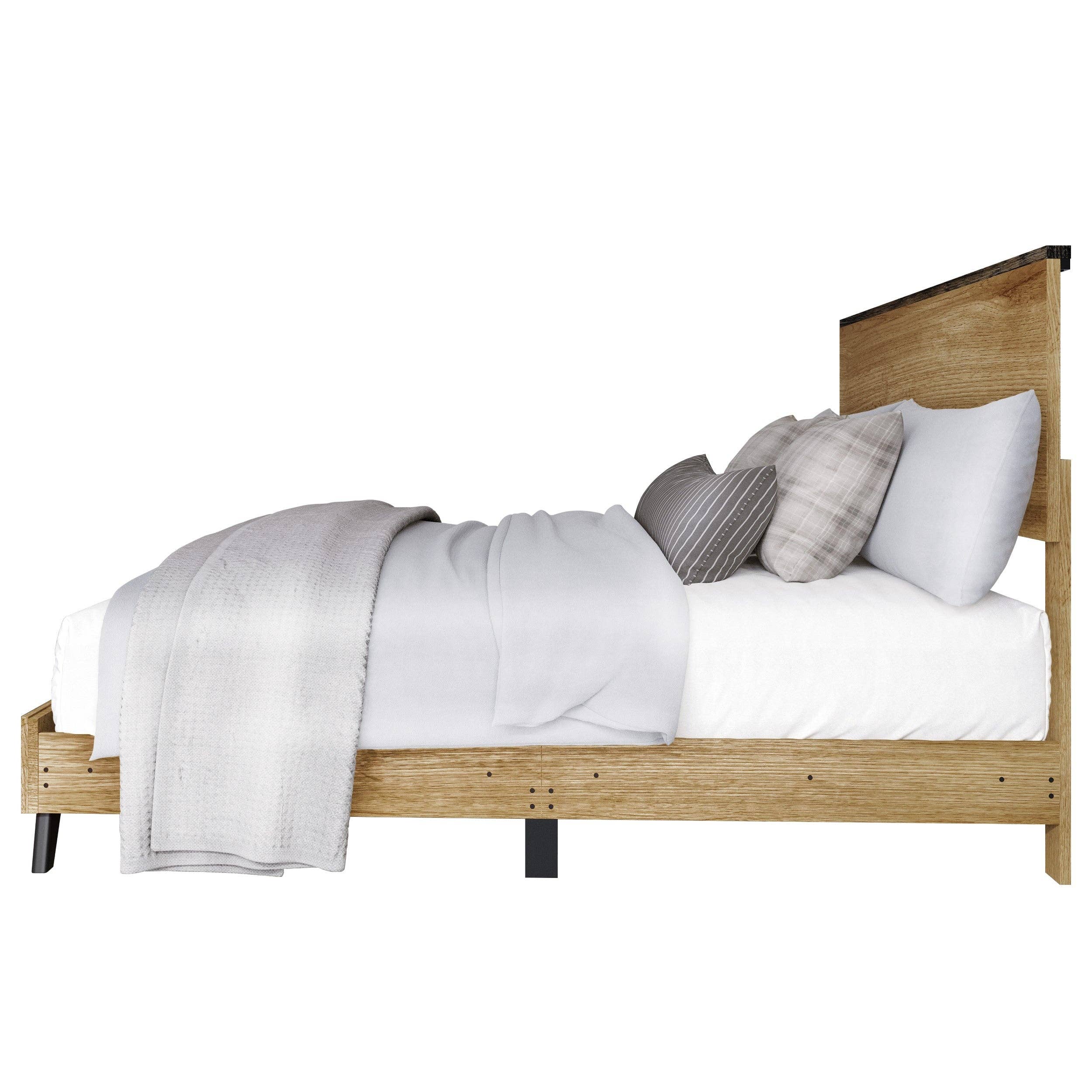 Home Design Emersyn Panel Bed Frame, Natural Oak: Queen / Natural Oak