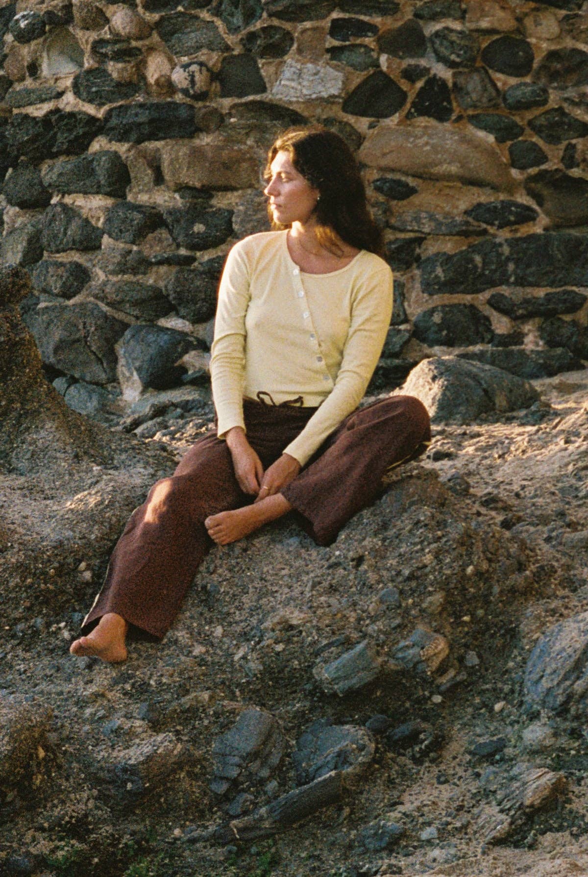 Organic Slant Cardi: Hay / M