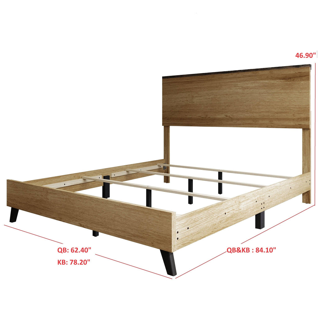 Home Design Emersyn Panel Bed Frame, Natural Oak: Queen / Natural Oak