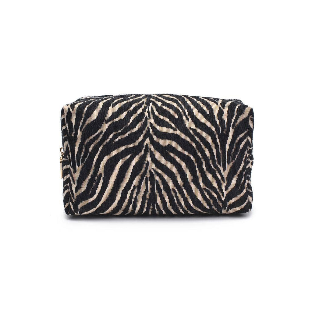 Zebrini Cosmetic & Travel Organizer Pouch: Natural Black