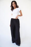 Linen Simple Pant: Black / M