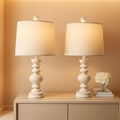 Antique White Rustic Tabletop Lamps Twin Pack Deluxe: Antique White / Small-20"