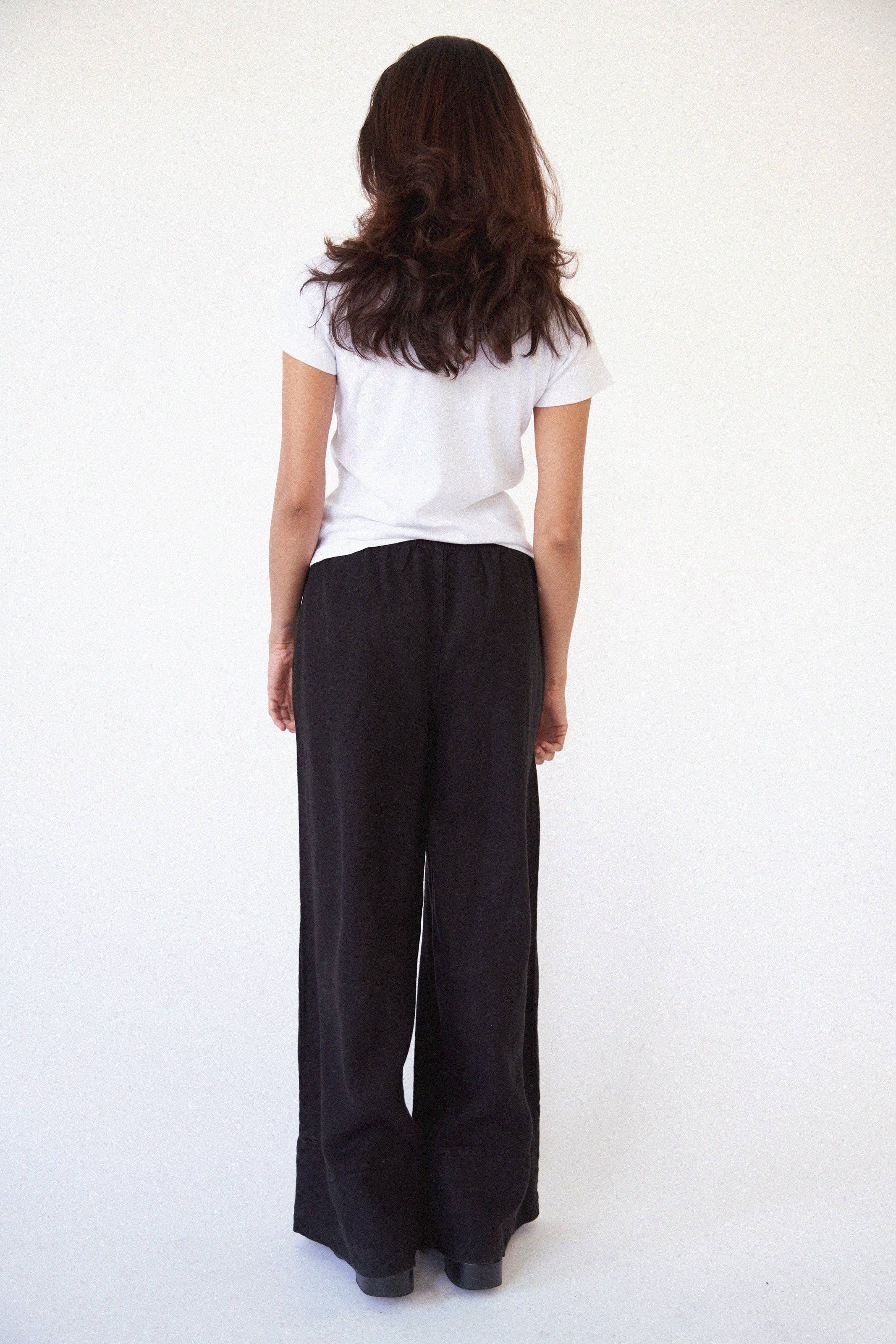 Linen Simple Pant: Black / M