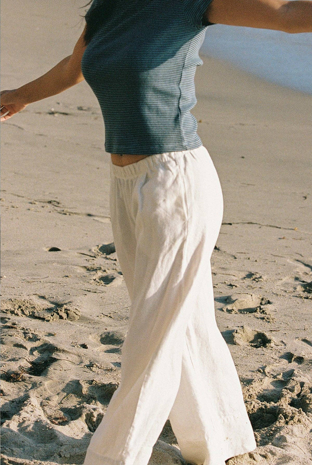 Linen Simple Pant: White / M