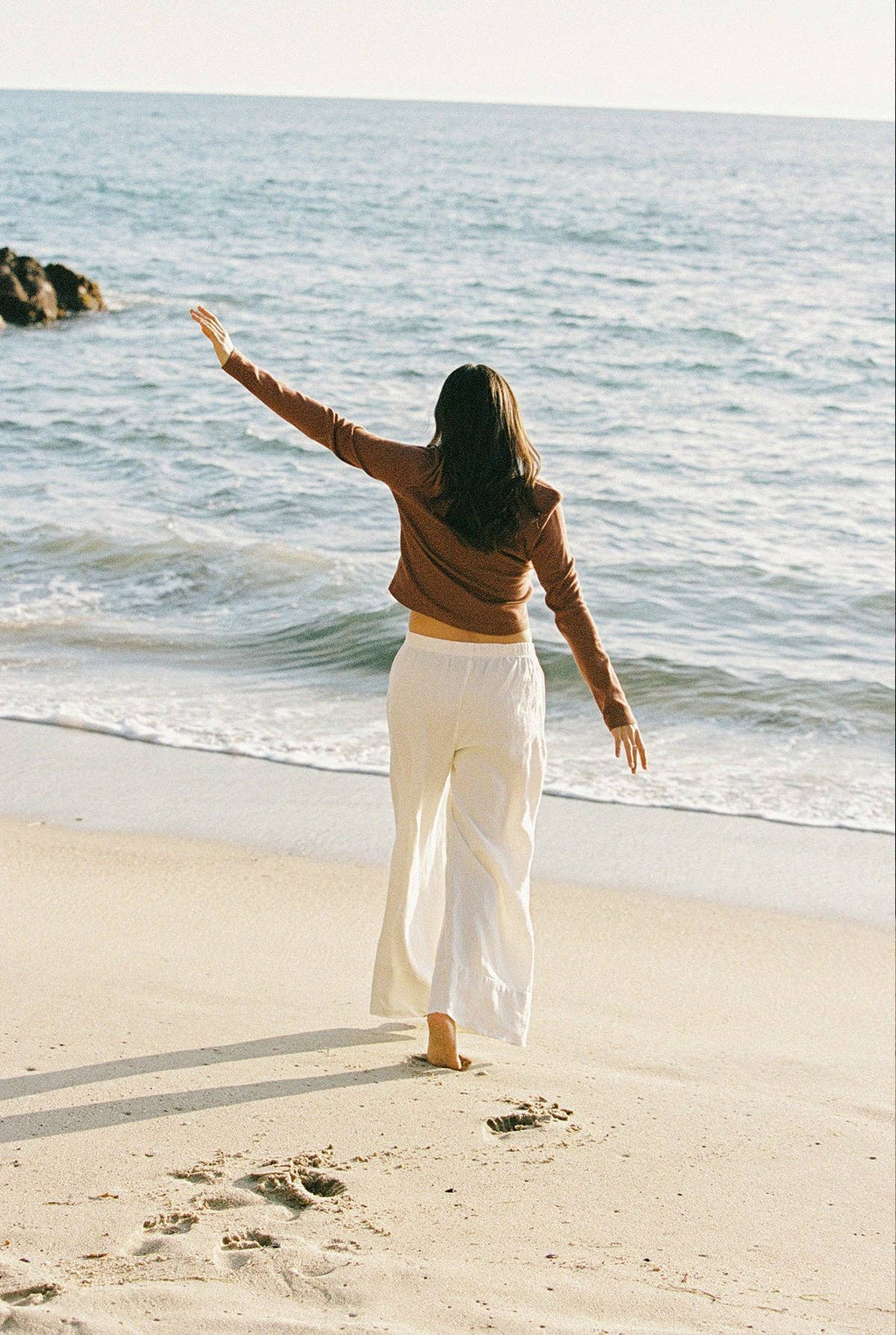 Linen Simple Pant: White / S