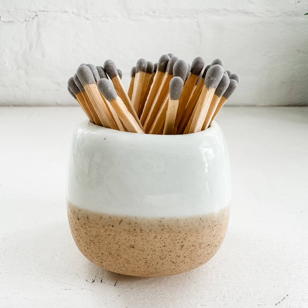 Ceramic Match Holders - With or Without Matches - 5 Colors: White / Without Matches