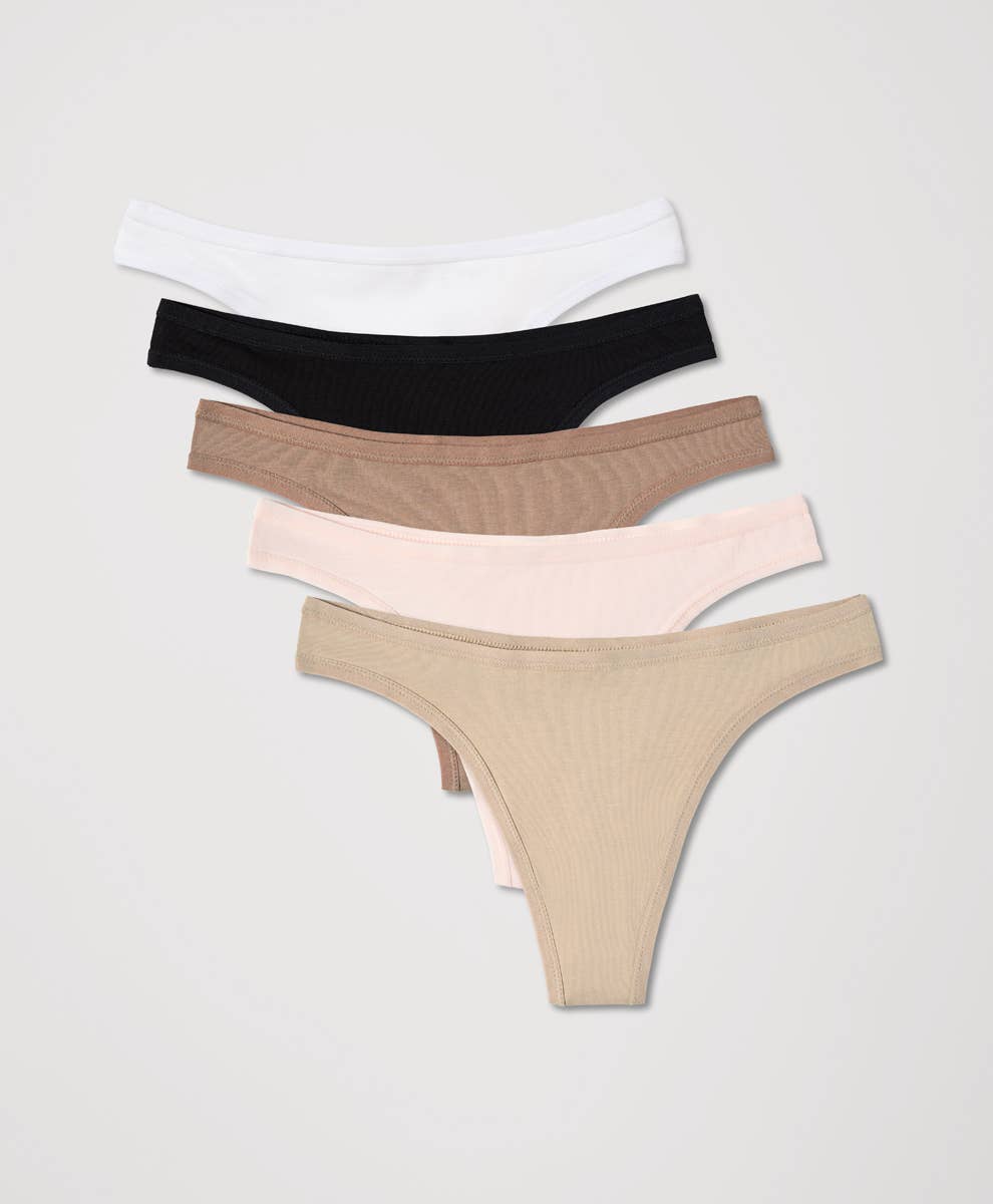 Women's Everyday Classic Fit Thong 5-Pack: Core Edit / Small