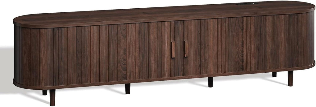 70 Inch Walnut Finish Contemporary Television Console