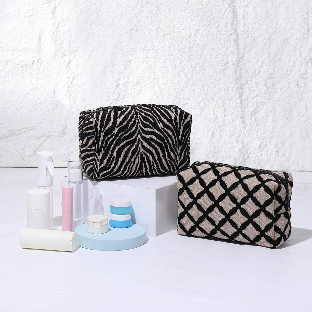 Zebrini Cosmetic & Travel Organizer Pouch: Natural Black