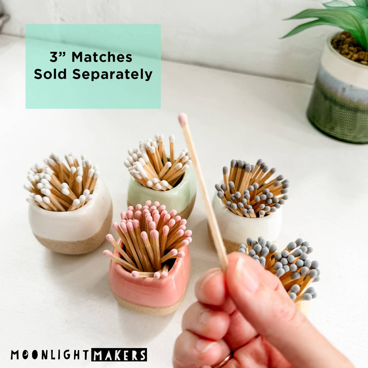 Ceramic Match Holders - With or Without Matches - 5 Colors: White / Without Matches