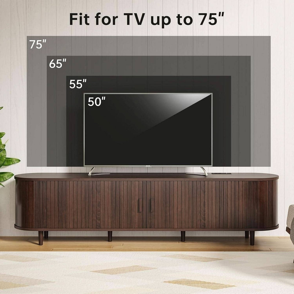 70 Inch Walnut Finish Contemporary Television Console