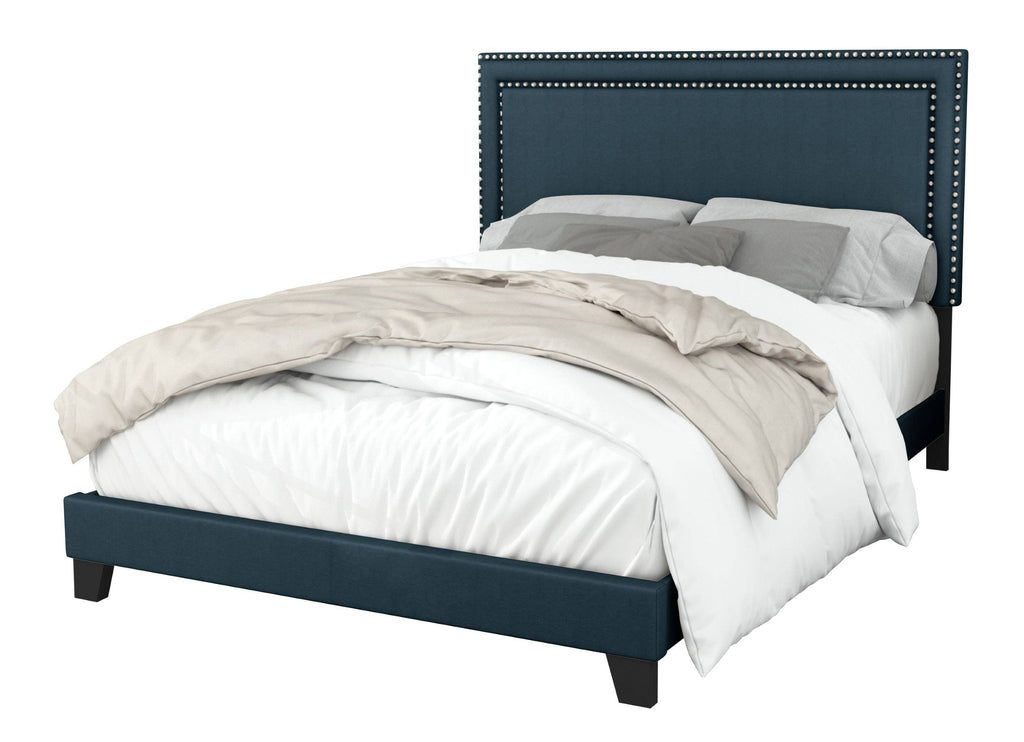 Ocala Twin Upholstered Panel Bed Frame with Padded Headboard and Sturdy Support, Gray, Easy Assembly: King / Black
