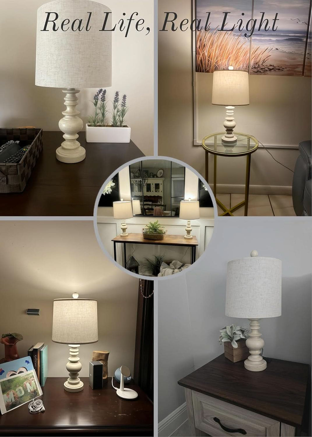 Antique White Rustic Tabletop Lamps Twin Pack Deluxe: Antique White / Small-20"