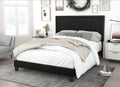 Ocala Twin Upholstered Panel Bed Frame with Padded Headboard and Sturdy Support, Gray, Easy Assembly: King / Black