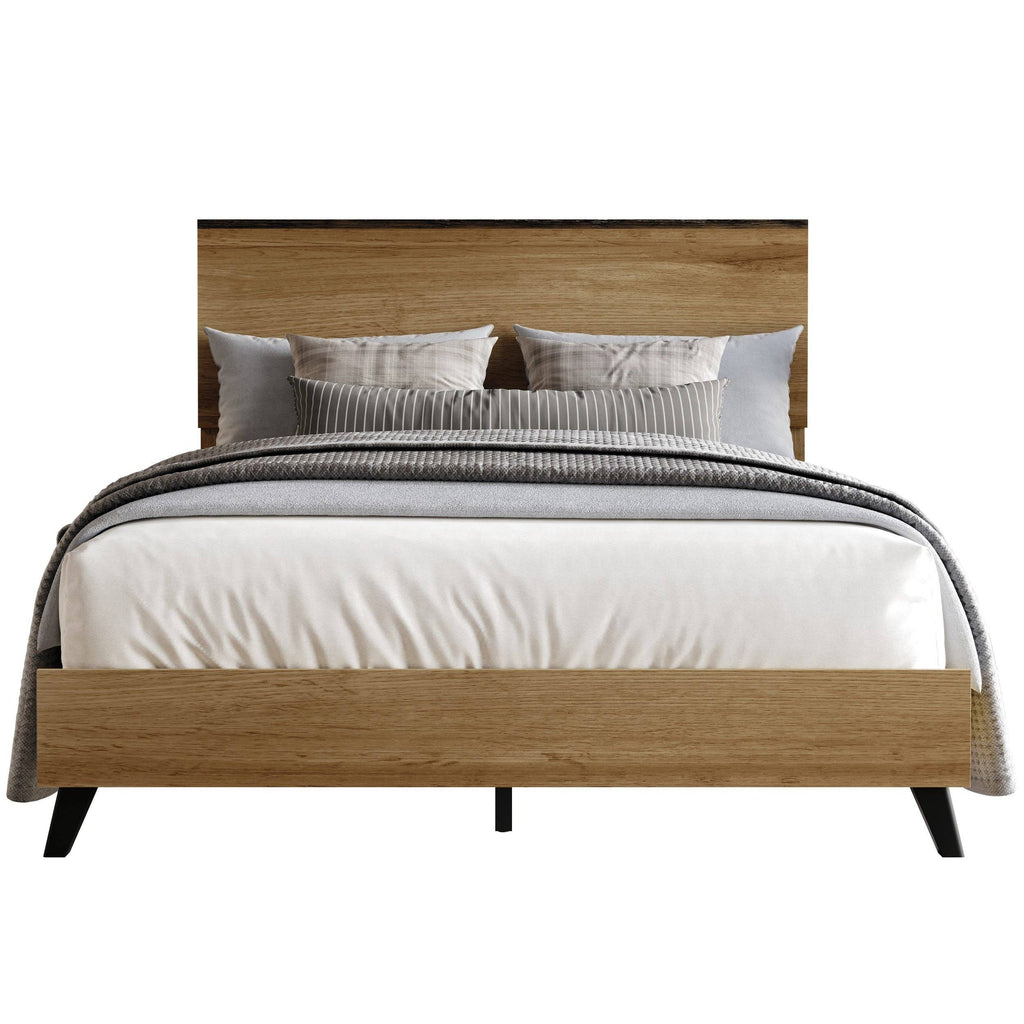 Home Design Emersyn Panel Bed Frame, Natural Oak: Queen / Natural Oak