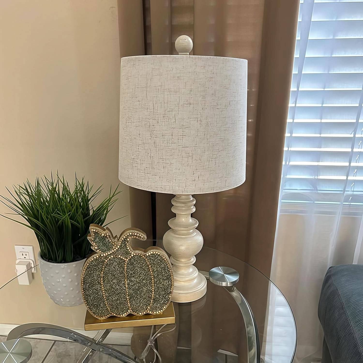 Antique White Rustic Tabletop Lamps Twin Pack Deluxe: Antique White / Small-20"
