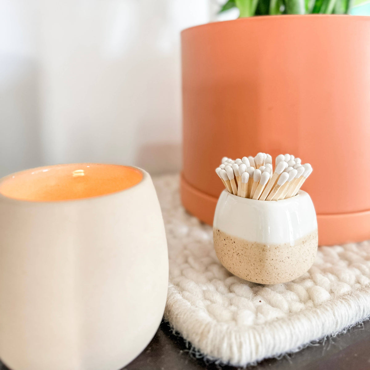 Ceramic Match Holders - With or Without Matches - 5 Colors: White / Without Matches