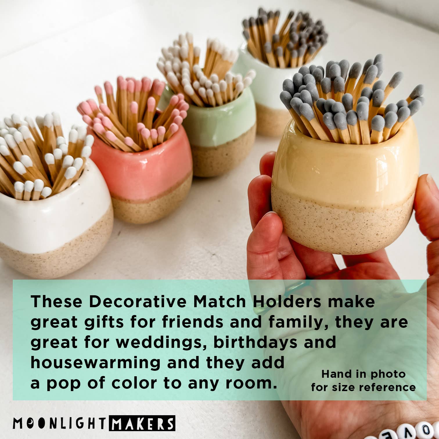 Ceramic Match Holders - With or Without Matches - 5 Colors: White / Without Matches